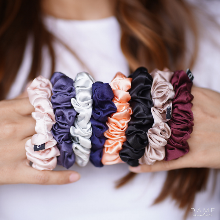 Dame Essentials Pure Mulberry Silk Scrunchies for Hair fall