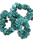 Mermaid Blue Pure Silk Scrunchies.